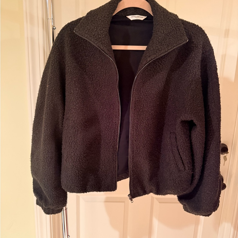 Amanda Uprichard Women's Dark Green Sherpa Bomber Jacket